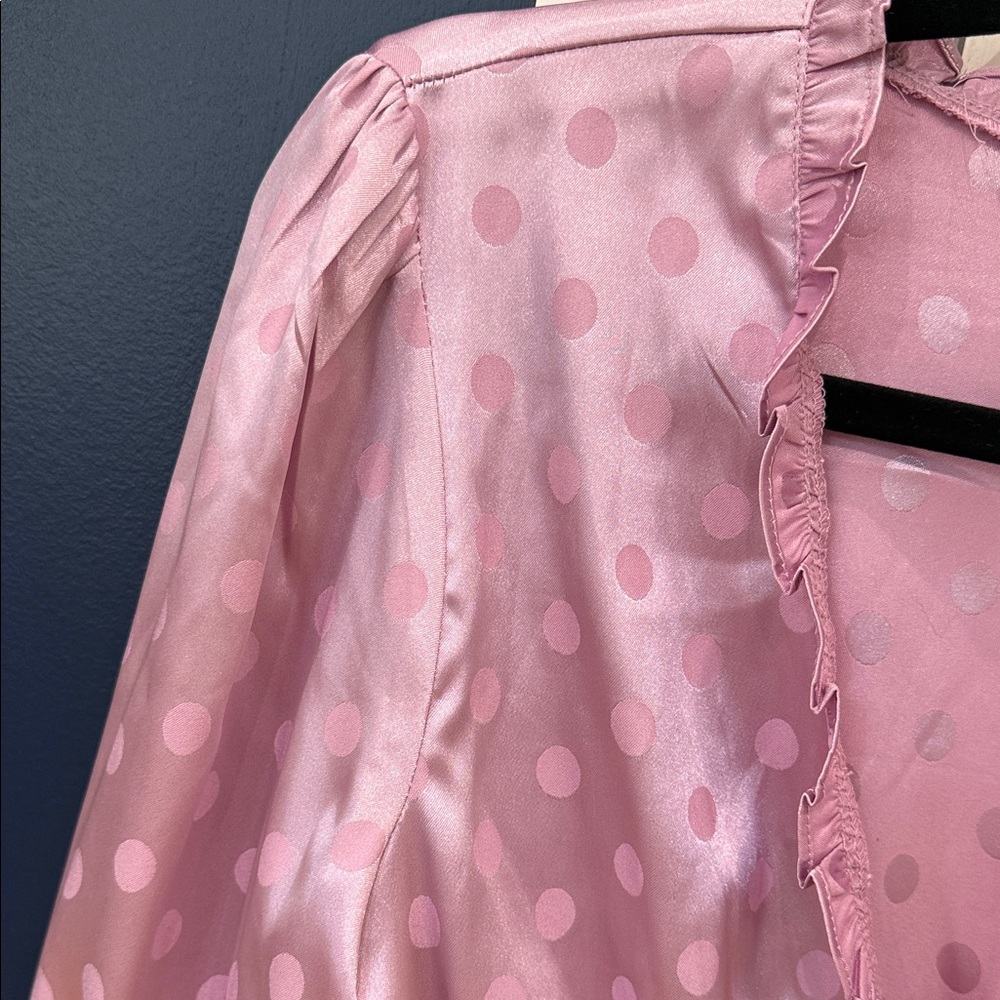 4SI3NNA Pink Polka Dot Ruffle Blouse - Picture 4 of 10